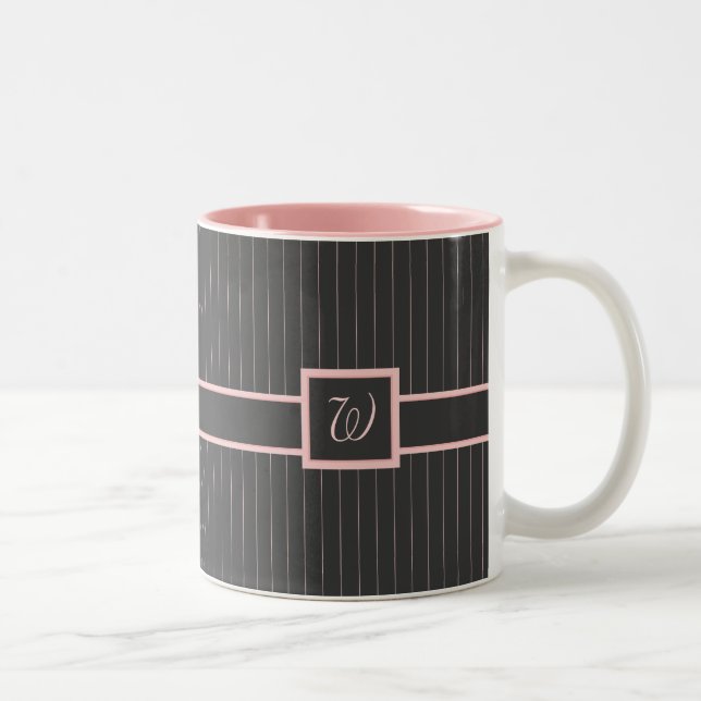 Black with Pink Pinstripes Mug (Right)
