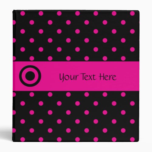 Black with Pink Polka Dots Binder