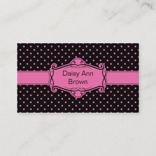 Black with Pink Polka Dots Business Card