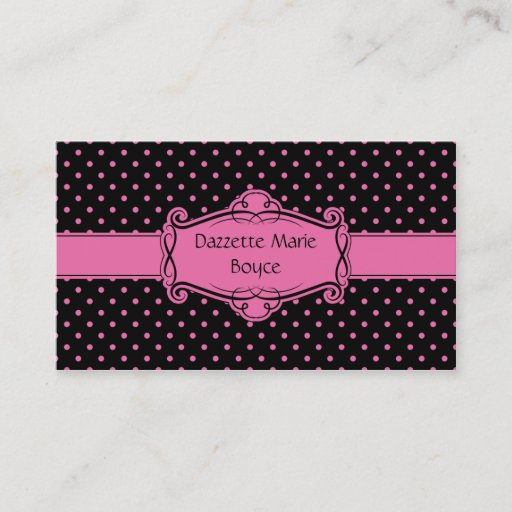 Customizable Black with Pink Polka Dots Business Card