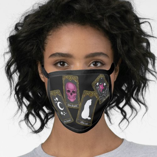BLACK WITH PINK  WHITE TAROT CARDS FACE MASK
