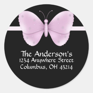 Black with Purple Butterfly Address Labels