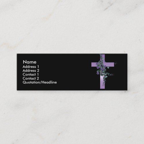 Black with Purple Cross and Flowers Profile Card Business Card Templates