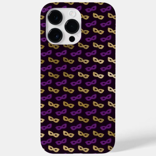 BLACK WITH PURPLE  GOLD MARDI GRAS MASKS Case_Mate iPhone 14 PRO MAX CASE