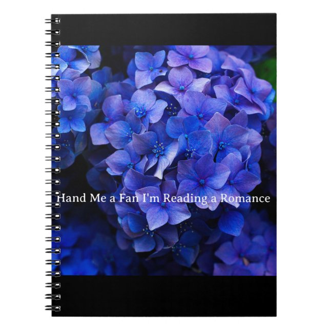 Black with purple hydrangea & Pass Me a fan motif Notebook (Front)