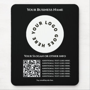 Black with QR code add your own text and logo Mouse Pad