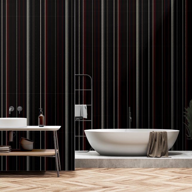 Black with red and white pinstripes wallpaper 