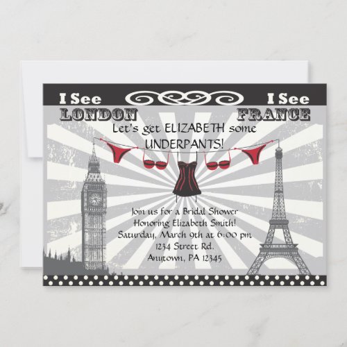 Black with Red Bridal Shower Invitations