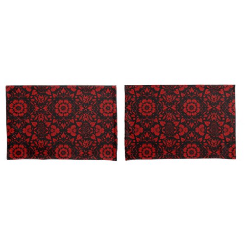 Black With Red flower Pillow Case