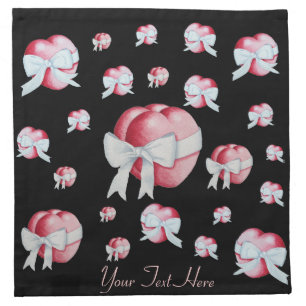 black with red hearts and bows for weddings cloth napkin