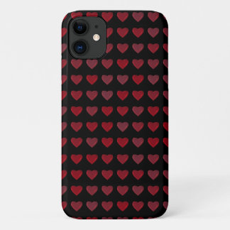 Black with red hearts iPhone 11 case