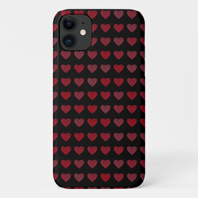 Black with red hearts Case-Mate iPhone case (Back)