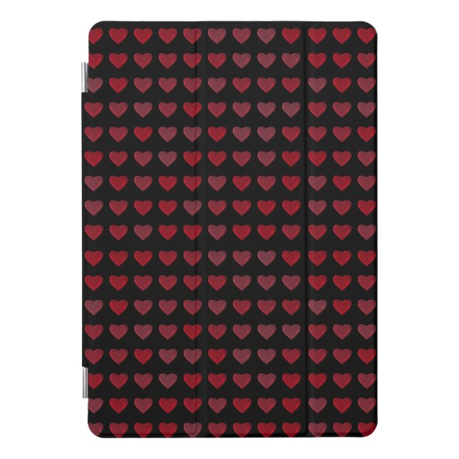 Black with red hearts iPad pro cover (Front)
