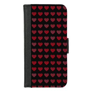 Black with red hearts iPhone 8/7 wallet case