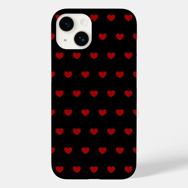 Black With Red Hearts Pattern - Case-Mate iPhone Case (Back)