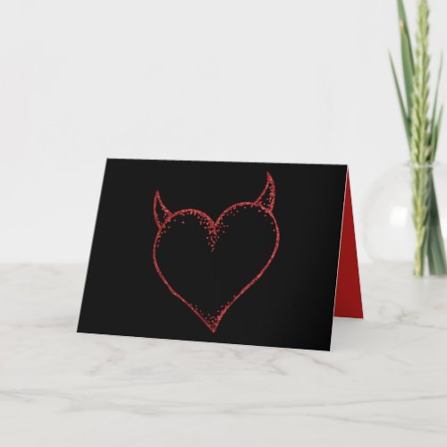 Black with Red Horned Heart Greeting Card