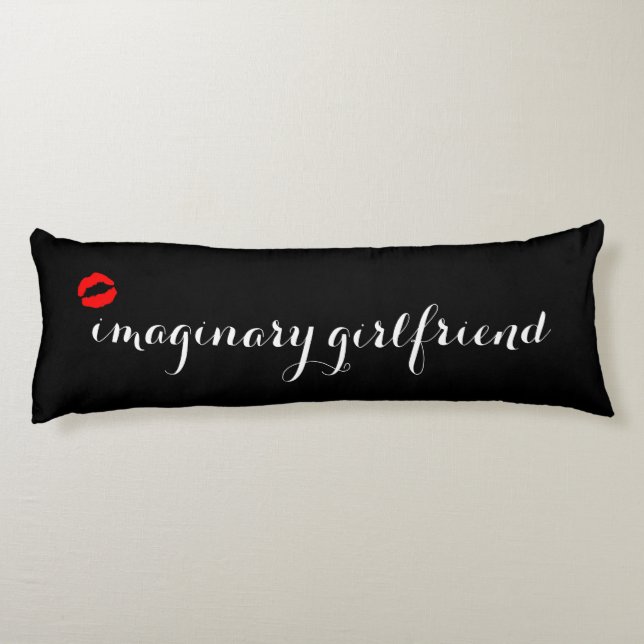 Black with Red Kiss Lips Imaginary Girlfriend Body Pillow (Back)