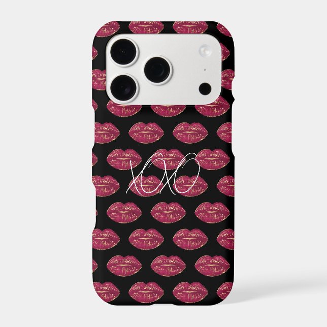 Black with Red Lips XOXO Case-Mate iPhone Case (Back)
