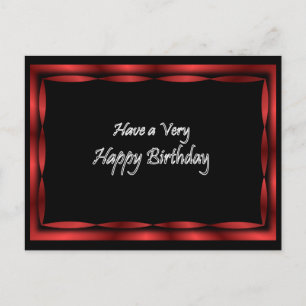 Black with Red Ribbon Happy Birthday - customize Postcard