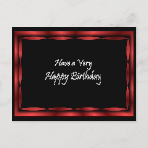 Black with Red Ribbon Happy Birthday _ customize Postcard