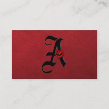 Black With Red Roses Initial A Goth Business Card by dmboyce at Zazzle