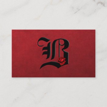 Black With Red Roses Initial B Goth Business Card by dmboyce at Zazzle