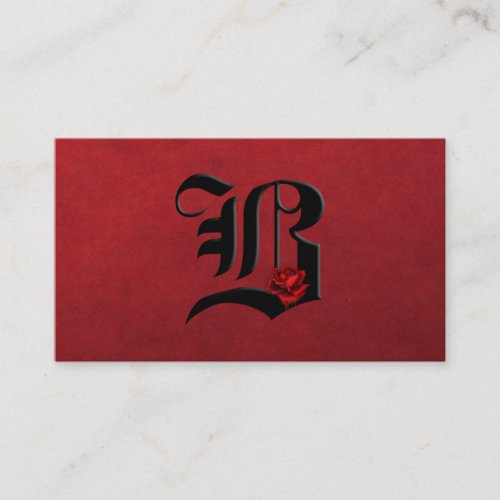 Black with Red Roses Initial B Goth Business Card