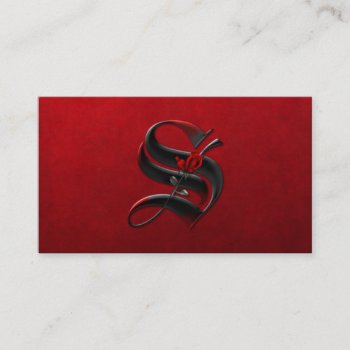 Black With Red Roses Initial S Goth Business Card by dmboyce at Zazzle