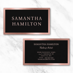 Black with Rose Gold Grainy Gradient Border Business Card