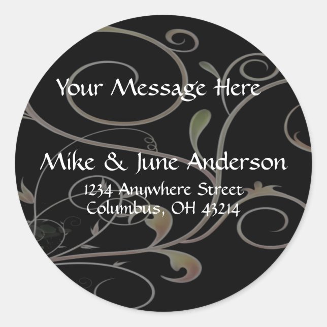 Black with Scrollwork Background Address Labels (Front)