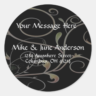 Black with Scrollwork Background Address Labels