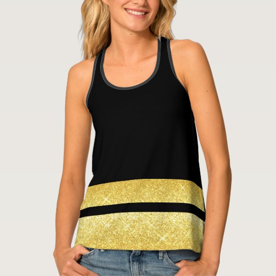 Black With Shimmery Gold Sparkled Banners Tank Top | Zazzle.com