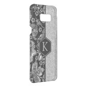 Black With Silver Glitter & Damasks Monogram Uncommon Samsung Galaxy Case (Back/Right)