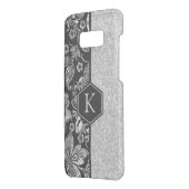 Black With Silver Glitter & Damasks Monogram Uncommon Samsung Galaxy Case (Back/Left)