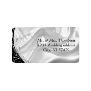 Black with Silver on Champagne Silk Wedding Labels