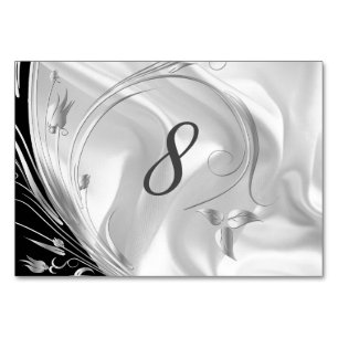 Black with Silver on Ivory Silk Table Number
