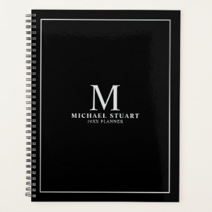 Black with Silver Personalized Monogram and Name Planner