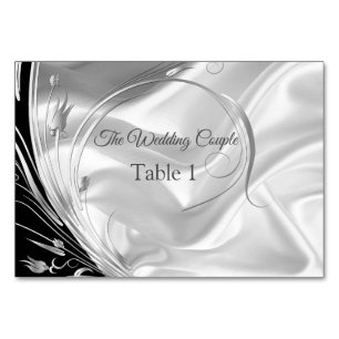 Black with Silveron Champagne Silk Table cards