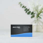 Black with Simple Blue Wave Business Card (Standing Front)