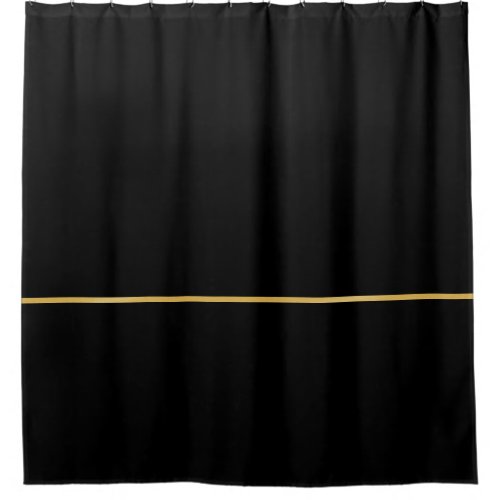 Black with Thin Golden Line Shower Curtain