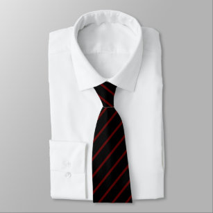 Black with Thin Red Diagonal Stripes Tie