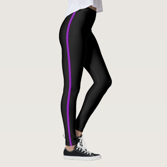Black with Violet Stripe Leggings  (Right)