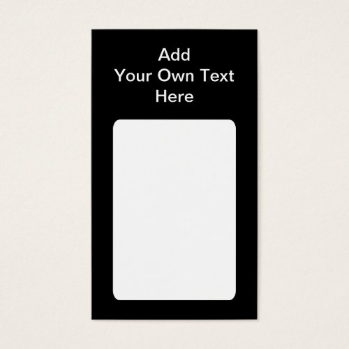 Black with White Area and Custom Text. Business Card