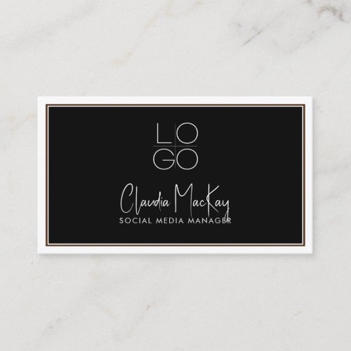 Black with White Border Key Line Script 3 QR code Business Card