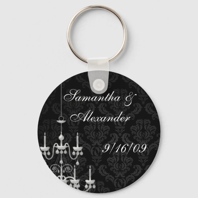 Black with White Chandelier Silhouette Keychain (Front)