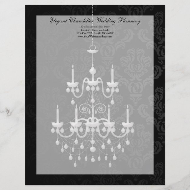 Black with White Chandelier Silhouette Letterhead (Front)