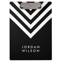 Black with White Chevron Modern Minimalist Clipboard
