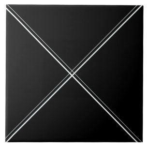 Black with White Diagonal Lines Tile 6x6