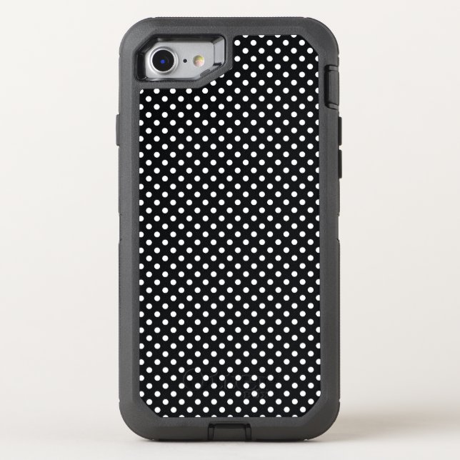 Black with white dots otterbox iPhone case (Back)