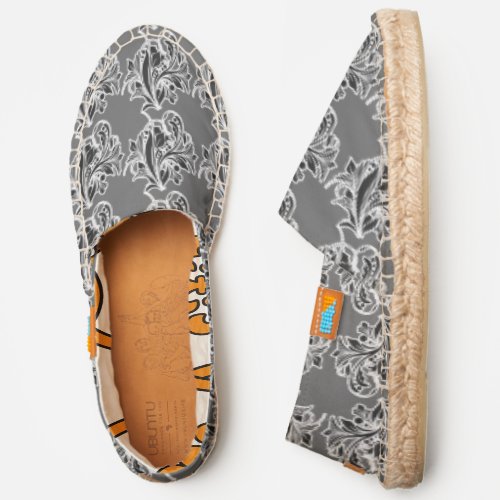 Black with White Floral Pattern Slip_on Espadrilles